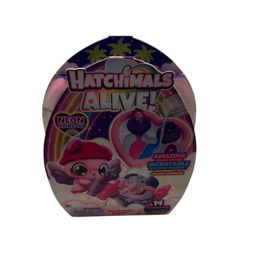 Hatchimals Alive Neon Rainbow Bestie Pool Party Playset with 2 Figures 14 Access